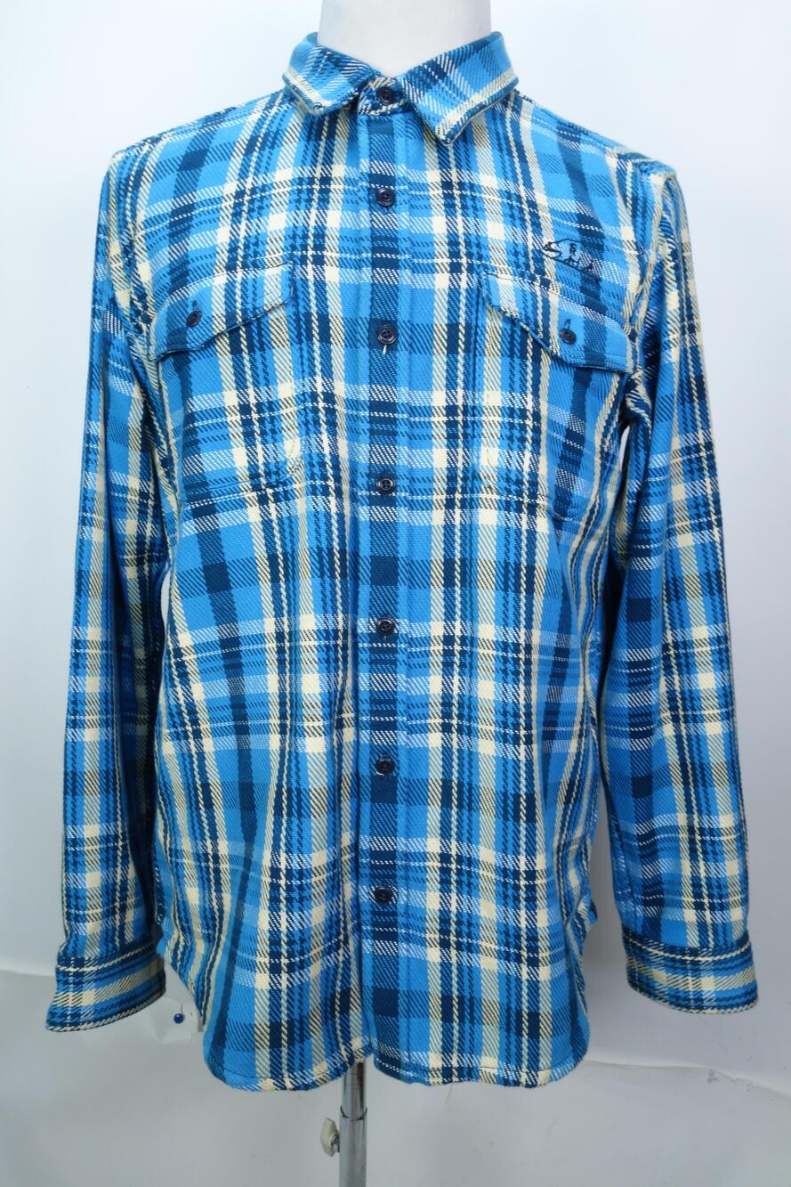 Outerknown Shirt Mens Large Blue Plaid Flannel Long Sleeve Button Up Cotton